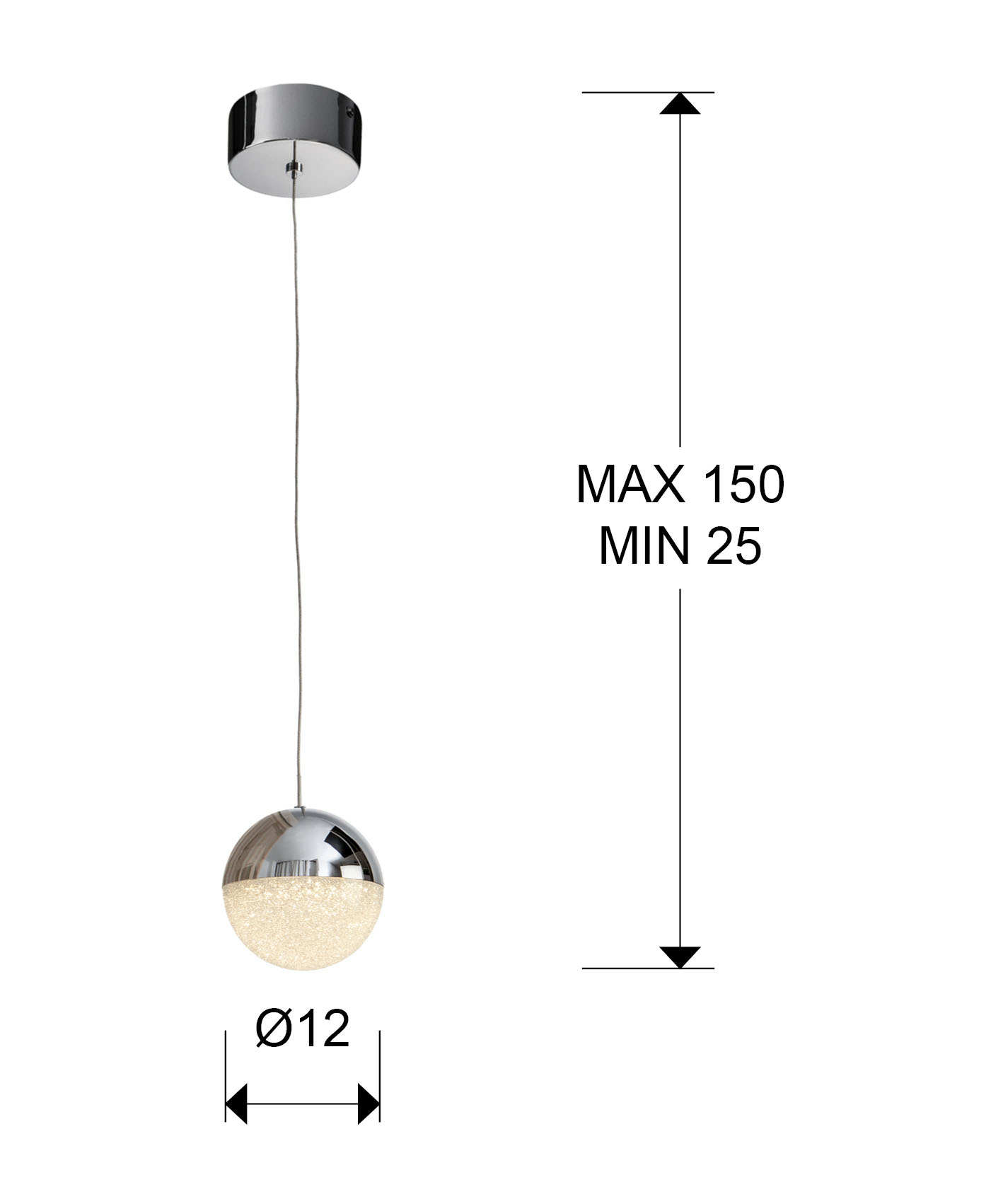 Medidas Lampara 1l Led Sphere Diámetro 12