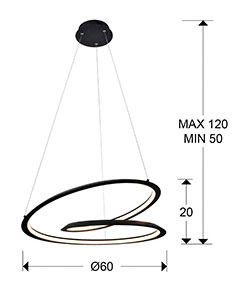 Medidas Lámpara Looping Negro Diámetro 60
