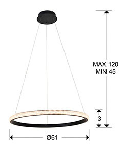 Medidas Lámpara Ring 1 Aro Negro