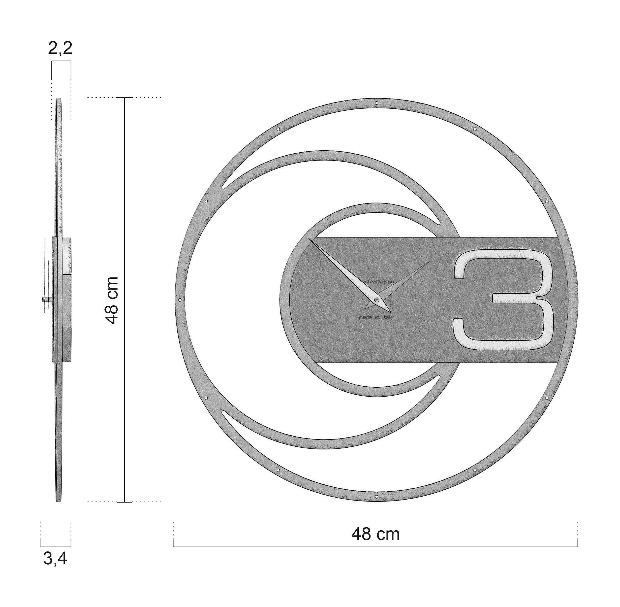 Medidas Reloj De Pared James Con Diseño Formado Por Varias Circunferencias