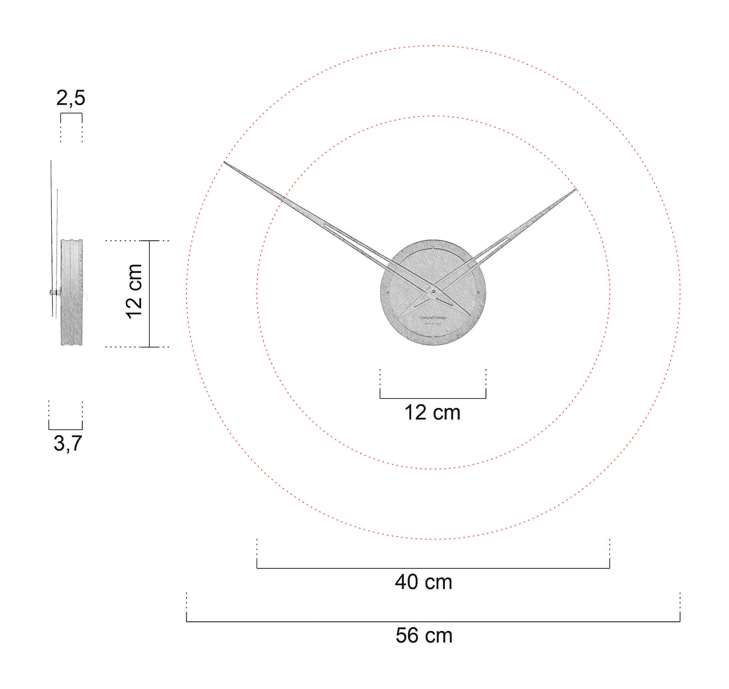 Medidas Reloj De Pared Botticelli Minimalista Sin Puntos Horarios